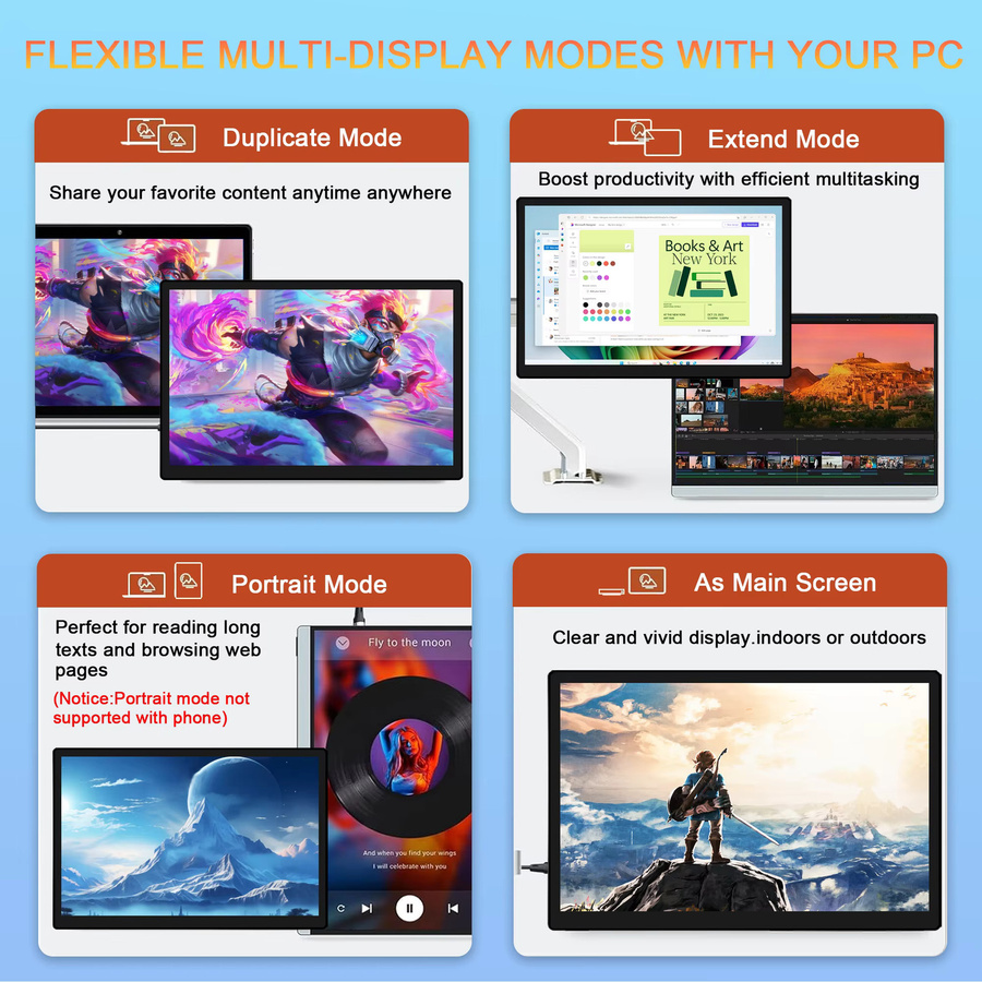 Wisecoco 10,5 Zoll AMOLED Touchscreen Tragbarer Monitor in Schwarz mit 2,5K Auflösung für Laptop, PC, Nintendo Switch und PlayStation - Bild 5