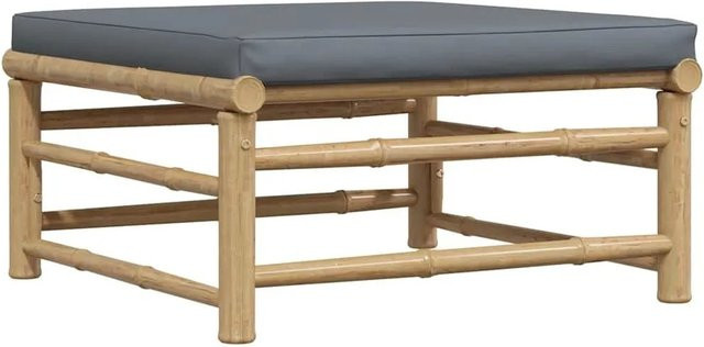 vidaXL Garten-Fußhocker aus Bambus mit dunkelgrauem Kissen B/T/H: 65 x 30 x 30 cm - Bild 1
