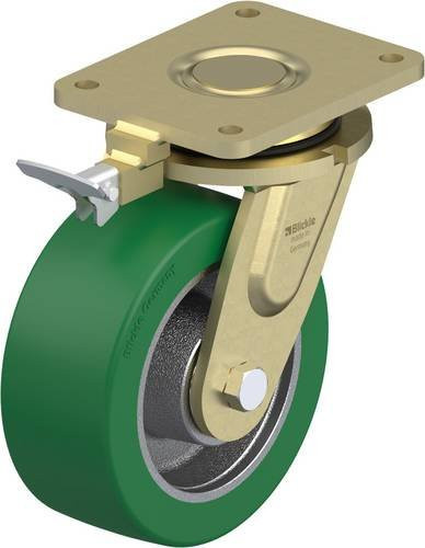Blickle Lenkrolle LS-GST 202K-RI4 mit Feststeller in Grün und Silber, Rad-Durchmesser: 200 mm, Tragfähigkeit: 1200 kg - Bild 1