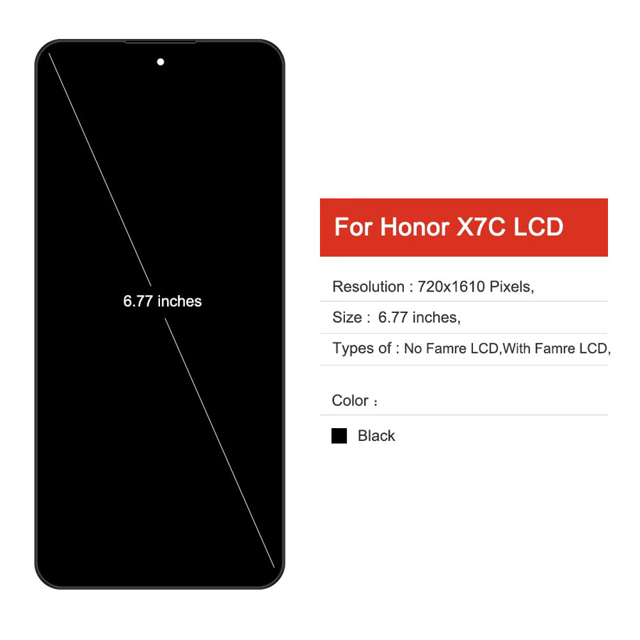 Honor X7C LCD Display Touchscreen Digitizer Montage Ersatz mit Rahmen in Schwarz - Bild 2