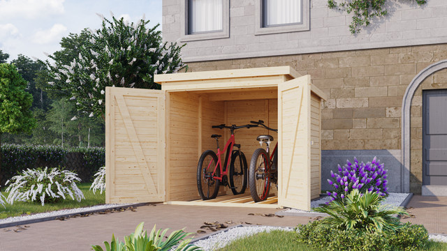 KARIBU Fahrradgarage aus naturbelassenem Holz - Bild 1
