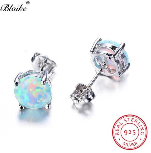 Ohrstecker 925 Silber, Opal, 8 mm, Damen - Bild 1