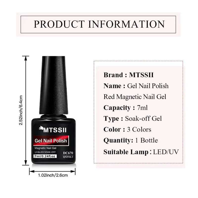 Mtssii Magnetischer Gel-Nagellack, Weinrot, 7 ml, Glänzend - Bild 6
