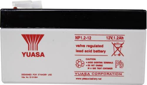 Yuasa NP1.2-12 Blei-Vlies (AGM) Akku 12V 1.2Ah Schwarz Weiß B/H/T: 97 x 55 x 48 mm mit Flachstecker - Bild 1