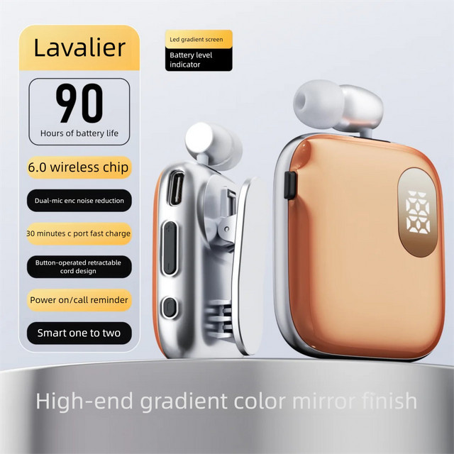 Reversclip Business Bluetooth-Headset in Orange mit Leistungsanzeige und Anrufgeräuschunterdrückung als Einohr-Kopfhörer - Bild 1
