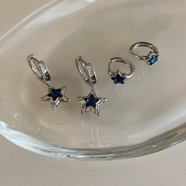 Stern Creolen, 925 Silber, Zirkon, Damen - Bild 1