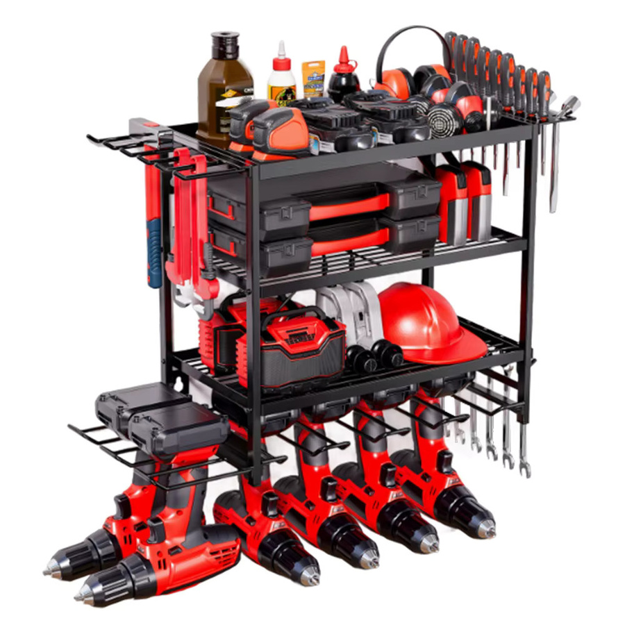 HGTUGO Wandmontierte Schwerlast-Metall-Werkzeugaufbewahrung in Schwarz als Lochplatten-Organizer für Garage und Werkstatt, B: 60,0 cm, H: 41,5 cm - Bild 2