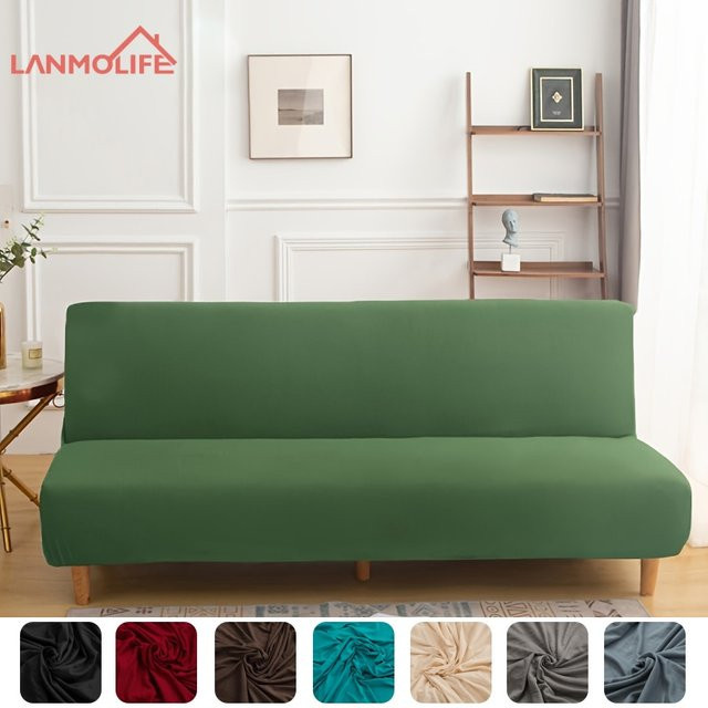 LANMOLIFE Hochelastischer Sofabezug für armlose Sofas, abnehmbar und waschbar, Einfarbig in Blau oder Grün - Bild 1