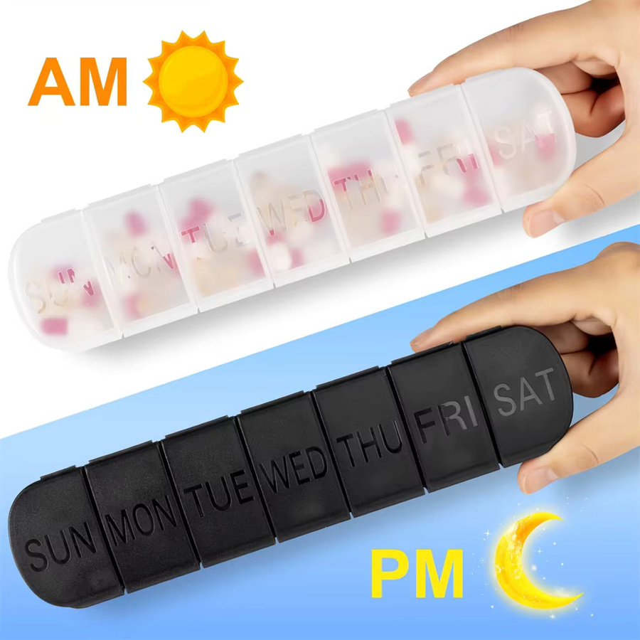 Wöchentliche Pillendose von YOCITY für 7 Tage, tragbarer Tablettenorganizer für Vitamine und Medikamente, Schwarz - Bild 4