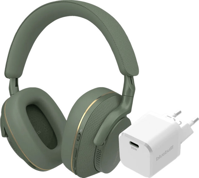 Bowers & Wilkins Px7 S2e Kopfhörer in Grün mit weißem BlueBuilt Power-Delivery-Ladegerät USB-C 20 W - Bild 1