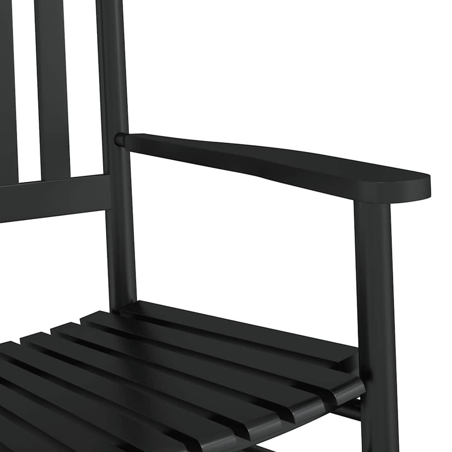 vidaXL Schaukelstuhl aus lackiertem Pappelholz in Schwarz mit gebogener Sitzfläche und Armlehnen B/T/H: 115 x 83 x 45 cm - Bild 3