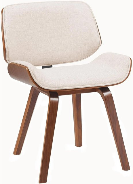 DELUKE Besucherstuhl SEOUL Konferenzstuhl und Bürostuhl im Retro-Design aus Stoff und Bugholz, Farbe: Walnuss/creme, B/T/H: 55 x 41 x 80 cm - Bild 1