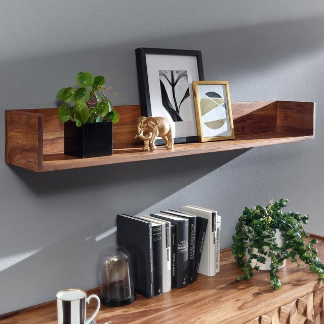 Wandregal FineBuy aus Massivholz in Braun, schwebendes Hängeregal im modernen Stil, B/T/H: 120 x 15 x 20 cm - Bild 1