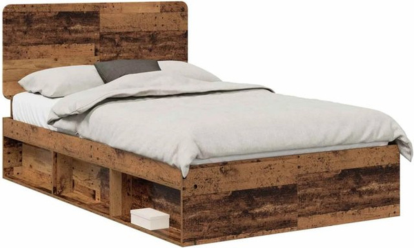 vidaXL Bettrahmen aus massivem Kiefernholz in Braun, rustikaler Stil, B/T/H: 120 x 200 x 100 cm