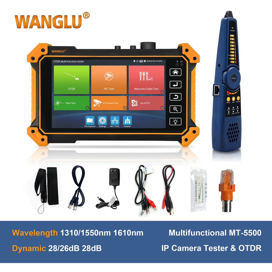 WANGLU 5,4 Zoll CCTV OTDR Tester mit 8MP TVI CVI AHD Analogkamera-Testfunktion, PTZ-Steuerung, Glasfaser-Tester, Eventmap und RJ45 TDR Kabeltester für Ethernet/LAN - Bild 2