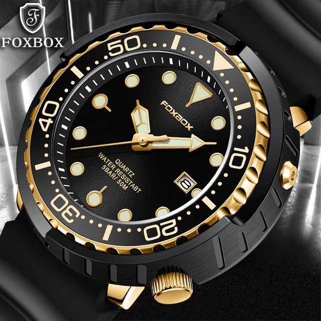 LIGE Armbanduhr Quarz, Edelstahl, Schwarz, Herren, 50ATM, Datum - Bild 1