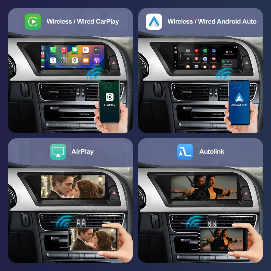 Road Top Radio Multimedia Linux Touchscreen für Audi A5 2008-2016 mit Wireless CarPlay, Android Auto, Airplay, Car Player und GPS in Schwarz - Bild 3