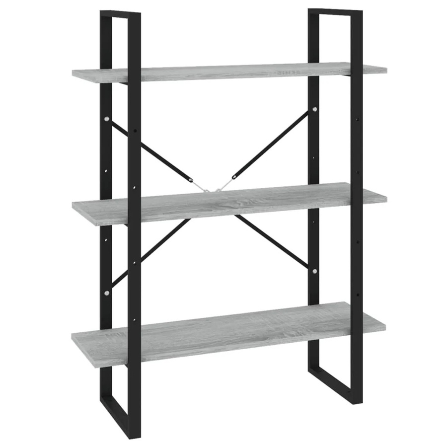 vidaXL Bücherregal im Industrial Design aus Holzwerkstoff und Metall, Grau, B/T/H: 100 x 30 x 105 cm - Bild 2