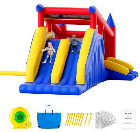 VEVOR Inflatable Bounce House Hüpfburg mit Trampolin, Rutsche und Blower, Bunt / Mehrfarbig - Bild 1