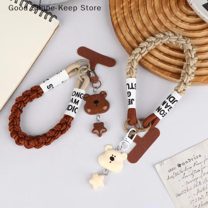 Y2K Bär Cartoon Handyband mit Sternkopf als Anti-Verlust-Armband und Schlüsselanhänger in Beige und Multicolour - Bild 2