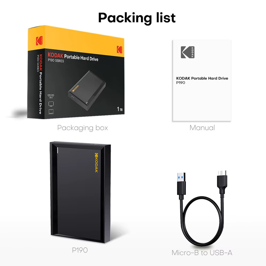 Kodak Externe Festplatte HDD 1TB Tragbare Gaming-HDD 5Gbps Schwarz - Bild 3
