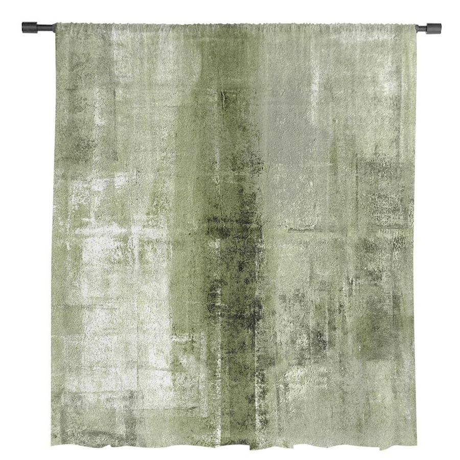 Yiran Furniture Transparentes Tüll-Vorhang Set mit abstraktem Ölgemälde-Design in Grün, Breite: 135 cm, Höhe: 274 cm - Bild 3