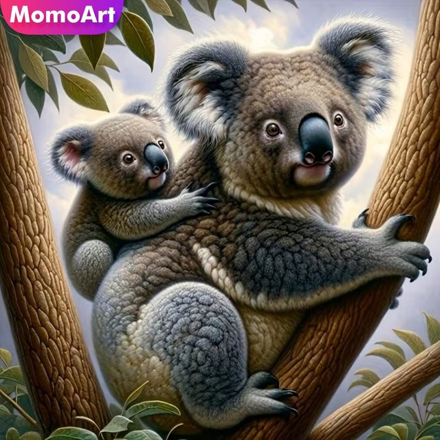 Momoart Diamond Painting Koala DIY Set mit runden Steinen in Multicolour, B/H: 20 x 20 cm - Bild 1