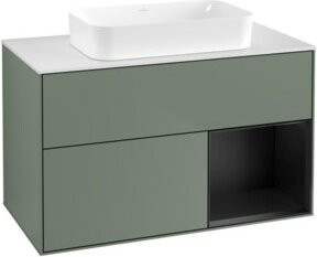 V&B Waschtischunterschrank Finion Wandbeleuchtung in Regenbogenrot lackiert B: 100 cm, T: 60,3 cm - Bild 1