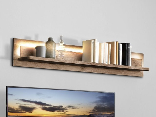 Modernes Wandboard HARPER MARSEILLE in Braun mit integrierter Beleuchtung, B/T/H: 150 x 18 x 24 cm - Bild 1