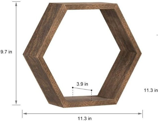 Yiran Furniture Wandregal aus Holz und Bambus in Sechseck-Form, braun, modernes Wandgitter für Sukkulenten und Dekoration im Wohnzimmer - Bild 1