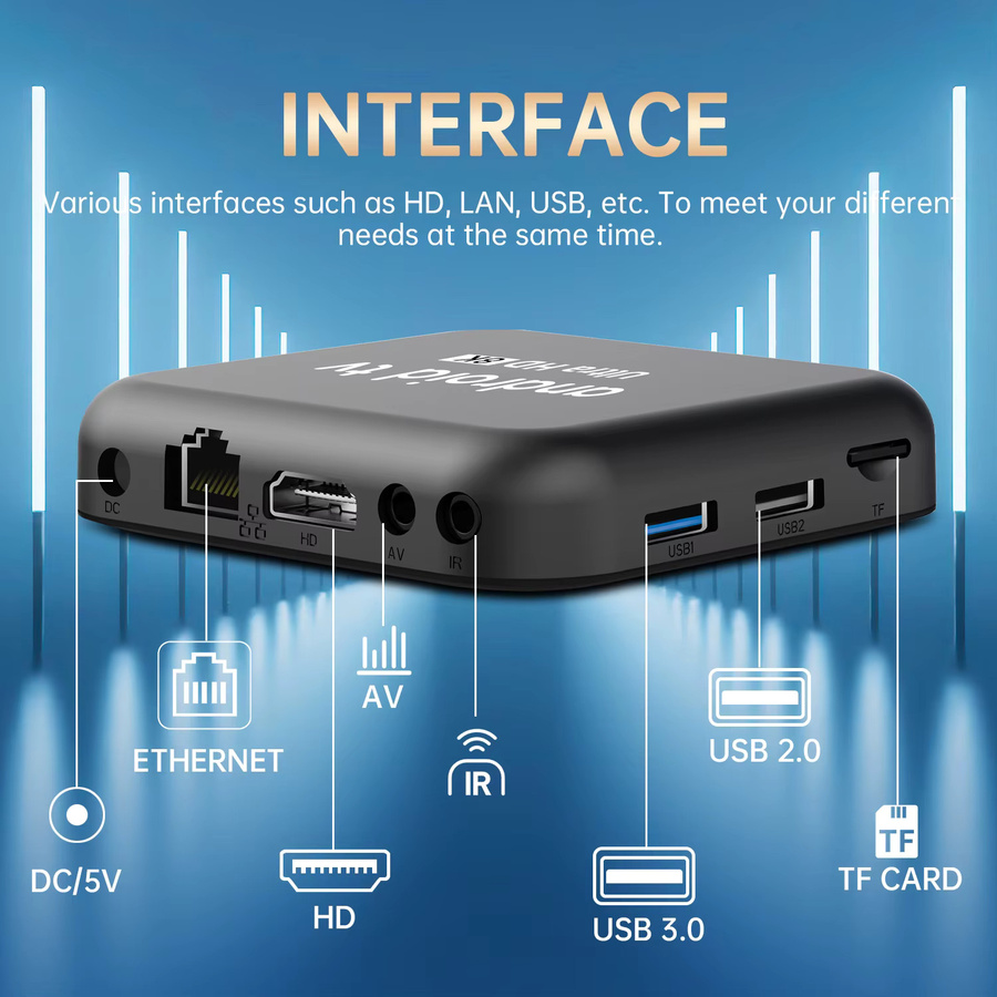 Q18 Smart TV Box Android 16 mit Rockchip RK3518 Quad Core, 4K UHD Media Streamer mit WiFi 6 und Bluetooth 5.4, Schwarz - Bild 4