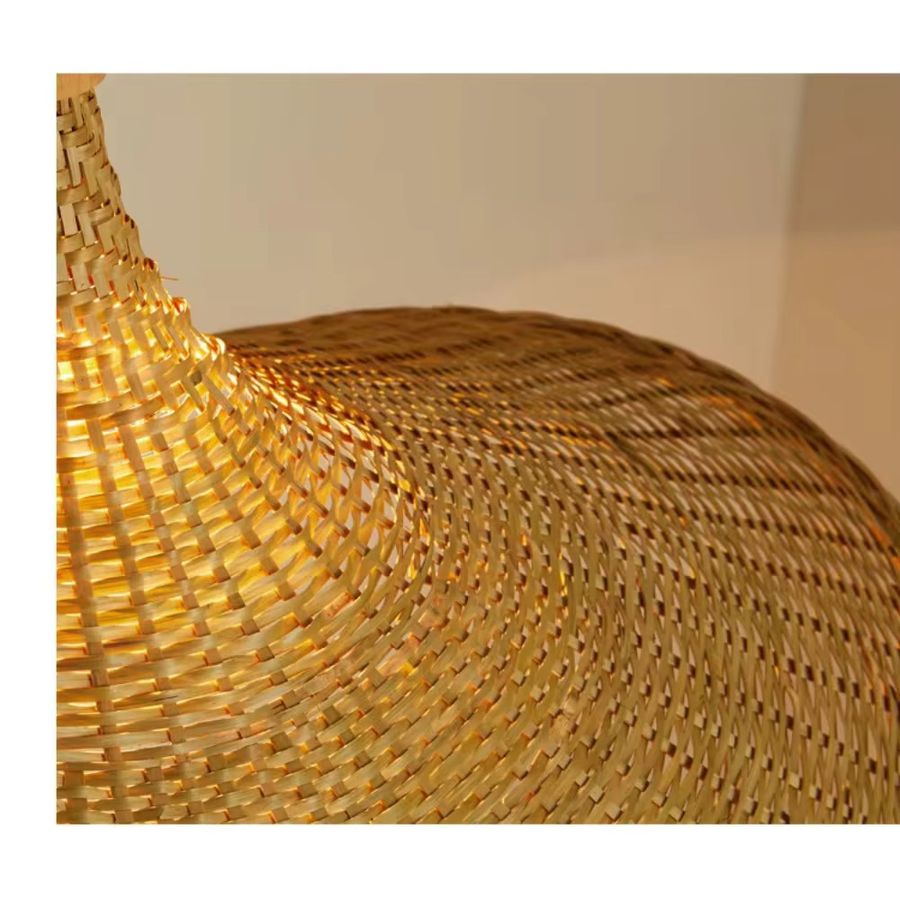 JOYINLED Vintage Pendelleuchte aus gewebtem Bambus und Rattan für Wohnzimmer und Restaurant, Durchmesser: 30 cm, 50 cm, 70 cm - Bild 4