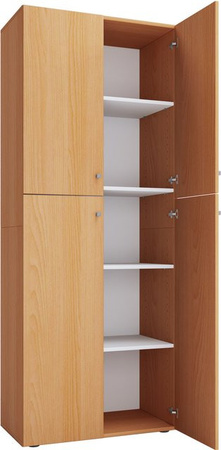 VCM Büroschrank Lona mit Drehtüren in Buche und Weiß, mit höhenverstellbaren Fachböden, B: 70 cm, T: 40 cm, H: 178 cm