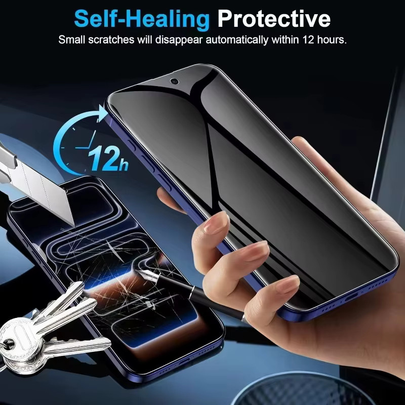 Caynes Privatsphäre Hydrogel-Schutzfolie für iPhone 17 Pro Max, iPhone 17 Pro und iPhone Air 17, Transparent, Vollabdeckung Anti-Spy Film - Bild 4