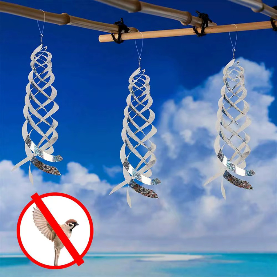 Rotierende reflektierende Vogelabwehr-Spiralen in Silber zur Vogelabwehr für Spatzen - Bild 4