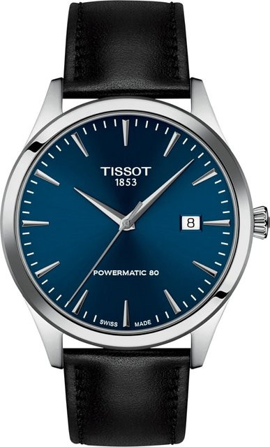 Tissot Armbanduhr Classic Dream, Automatik, Edelstahl, Blau, Leder, 40 mm, Herren - Bild 1