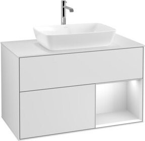 V&B Waschtischunterschrank Finion 100 in Weiß lackiert mit Regal, Breite: 100 cm, Tiefe: 50,1 cm, Höhe: 50,1 cm - Bild 1