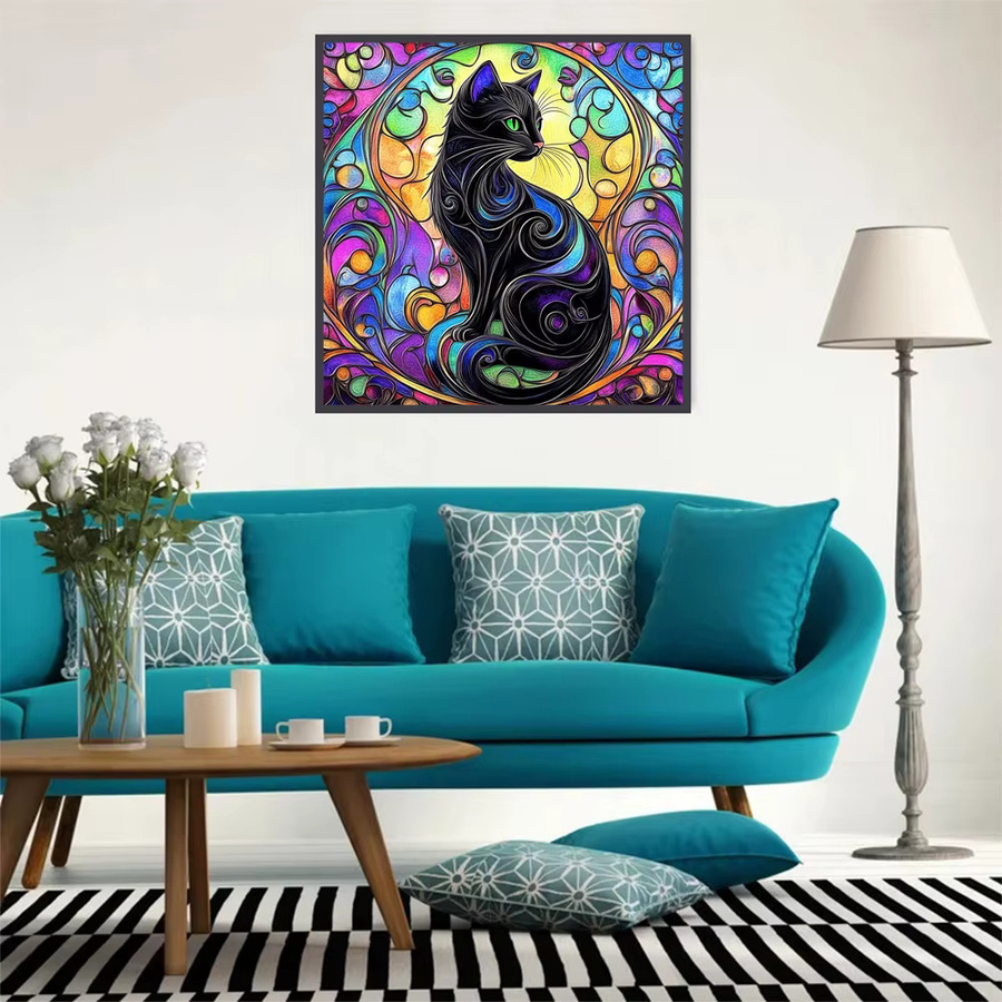 EverShine Diamant-Stickerei Katzen-Mosaik Set mit Kätzchen Motiv in Multicolour als DIY Voll-Diamant-Malerei für Erwachsene zur Heimdekoration B/H: 20 x 20 cm - Bild 3