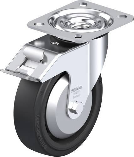 Blickle L-POEV 125KA-FI-FA Lenkrolle mit Feststeller, Rad-Durchmesser: 125 mm, Tragfähigkeit: 250 kg, Farbe: Schwarz/Silber - Bild 1