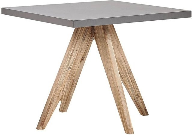 Beliani Gartentisch OLBIA in Grau, quadratischer Tisch aus Akazienholz und Beton im Industrial Design, B/T/H: 90 x 90 x 76 cm - Bild 1