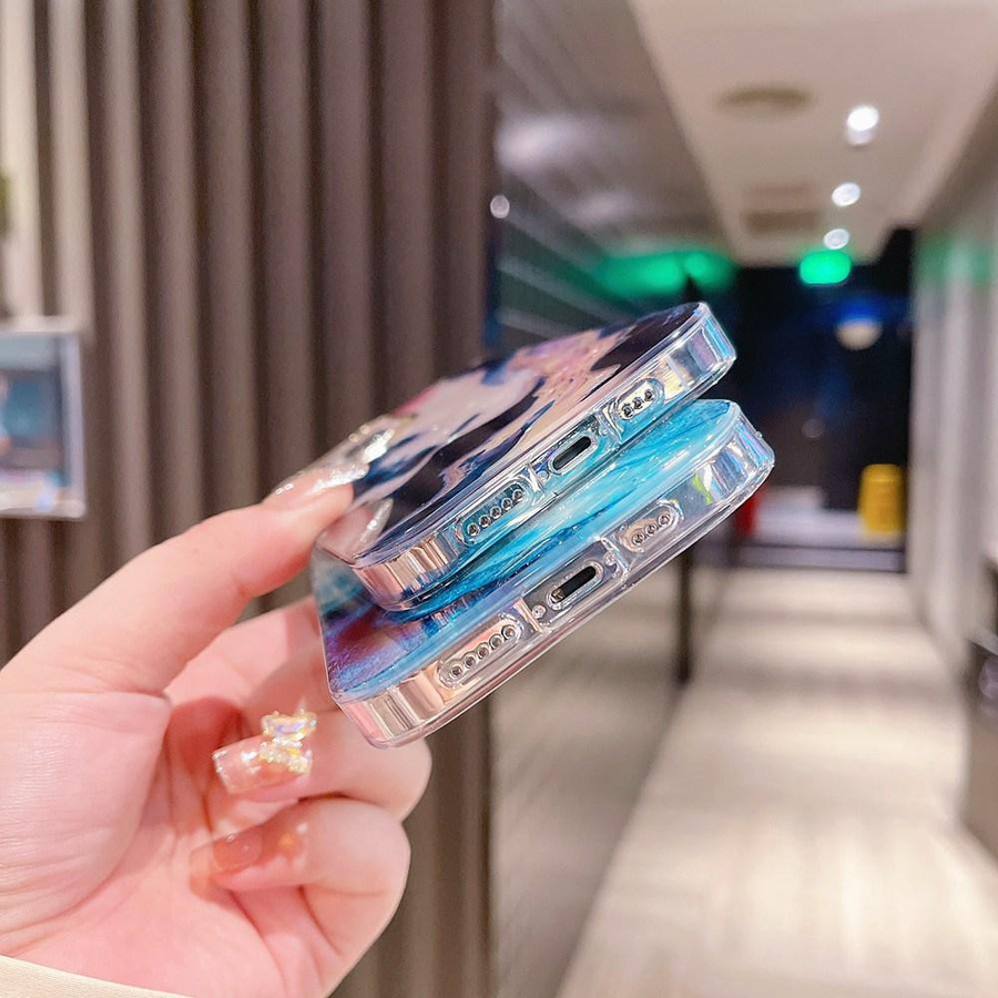 Ytamine Smartphone Schutzhülle mit buntem Marmor-Design und Goldkamera-Rand für iPhone 14 13 12 11 Pro Max - Bild 3