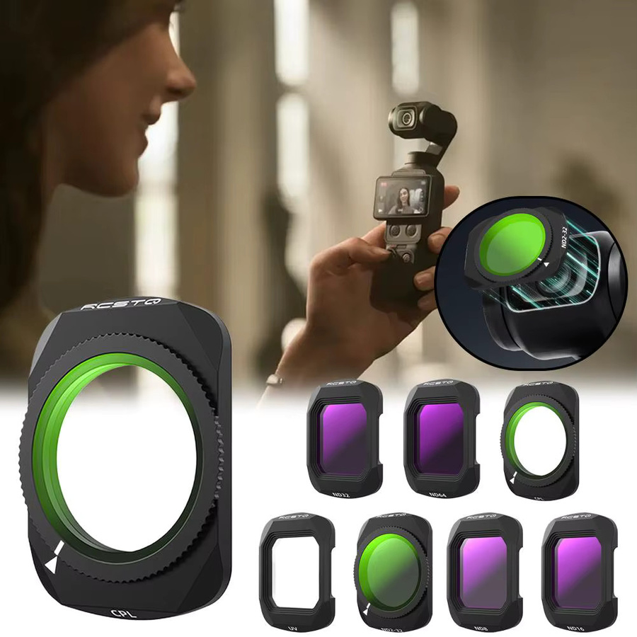 Magnetisches Linsenfilter-Set für DJI Osmo Pocket 4 mit UV CPL und einstellbaren ND2-32 Filtern in Schwarz - Bild 2