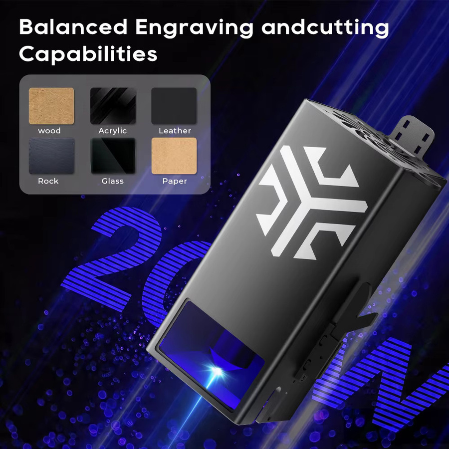 ACMER Laserkopf-Upgrade-Kit 10/20W für Blue Diode CNC P1 S Pro Lasergravur- und Schneidemaschinen zur Bearbeitung von Sperrholz, Acryl und Leder - Bild 2