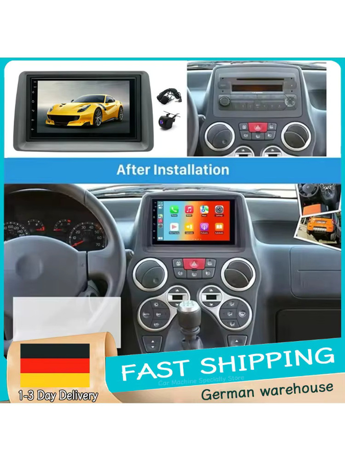 Android 14 Multimedia-Radio mit GPS-Navigation und Rückfahrkamera für Fiat Panda 2003-2011, 7 Zoll Display, 4+64GB, Carplay und Android Auto, Schwarz - Bild 7