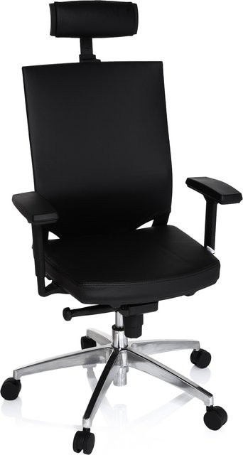 hjh OFFICE Profi Bürostuhl PORTO MAX HIGH Leder in Schwarz mit Armlehnen und Höhenverstellung - Bild 1
