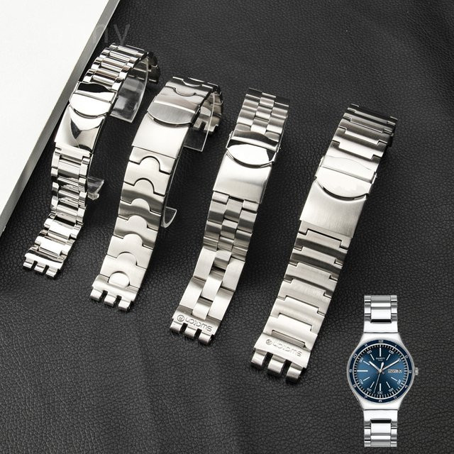 Swatch Uhrenarmband Edelstahl, Silber, Unisex, 17mm, 19mm - Bild 1