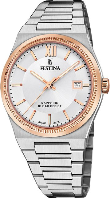 Festina Herrenuhr, Quarz, Edelstahl, 40 mm, Silber, 10 ATM - Bild 1