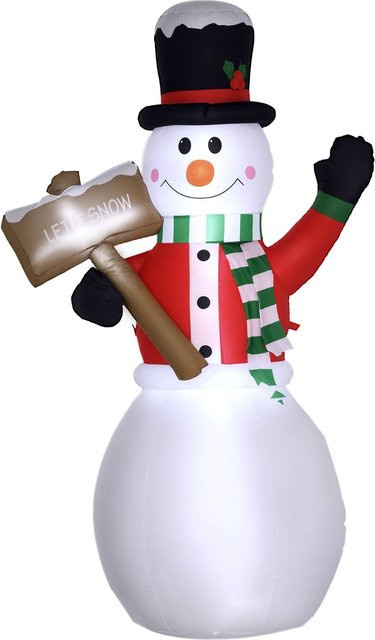 Outsunny Aufblasbarer Schneemann mit Schild, Farbe: Weiß, Höhe: 180 cm - Bild 1