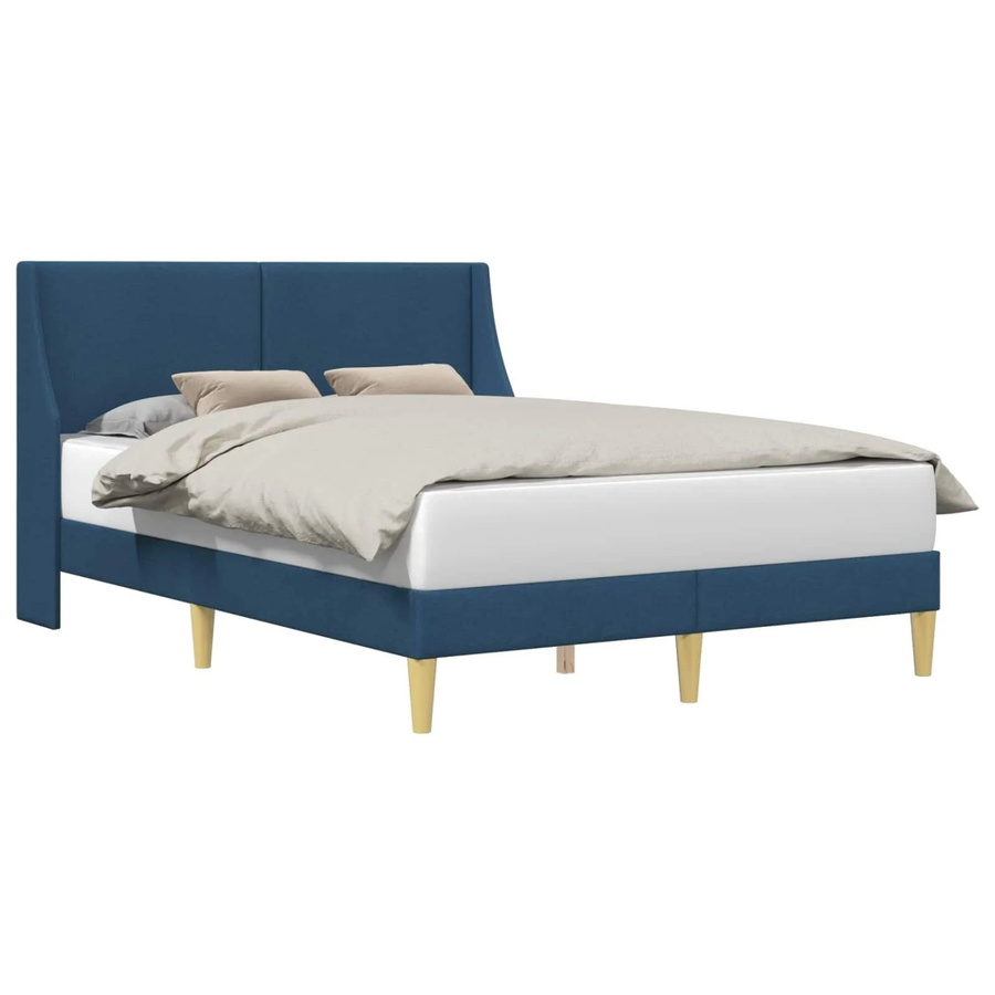 vidaXL Bettrahmen mit Kopfteil in Blau aus Stoff und Sperrholz, B/T/H: 124 x 190 x 124 cm - Bild 2