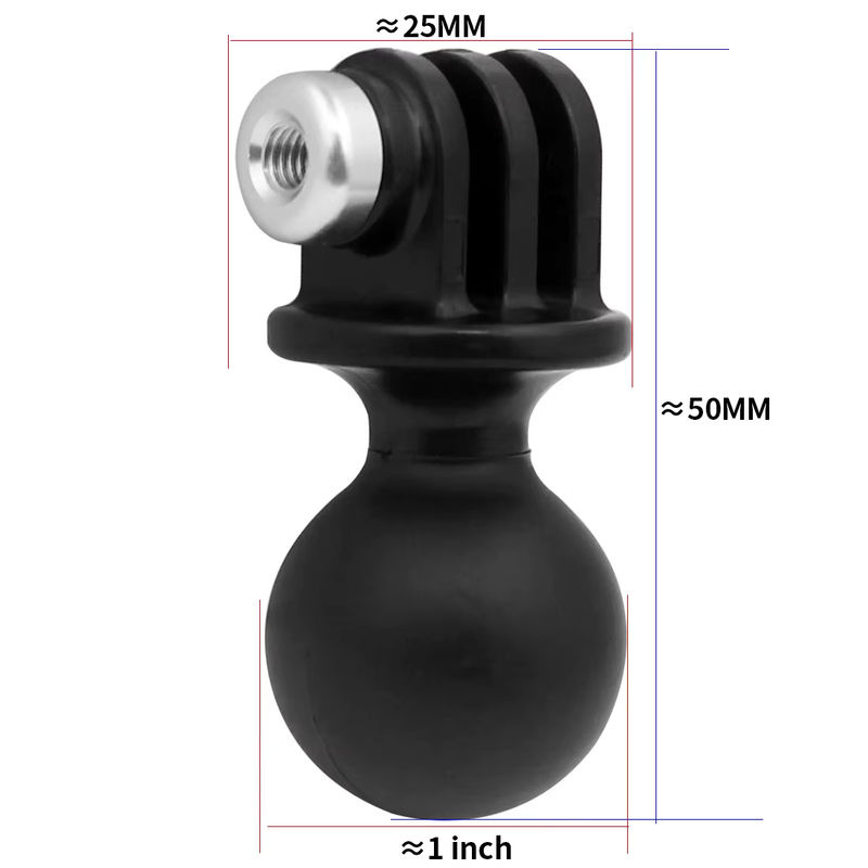 FEICHAO Mini-Kugelkopf-Basisadapter aus Kunststoff in Schwarz, 25mm für GoPro Hero 13 12 11 10, DJI Action, SJCam, Yi 4K und DSLR Kameras, kompatibel mit RAM Stativhalterungen - Bild 4
